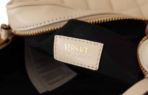 Versace White Nappa Leather Medusa Round Shoulder Bag